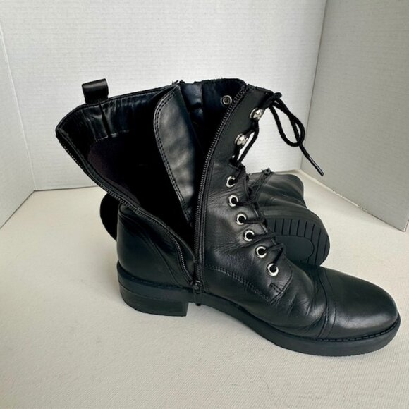 Marc Fisher Black leather Lace up Ulinn Combat Boots Women's Size 7M - Picture 7 of 7